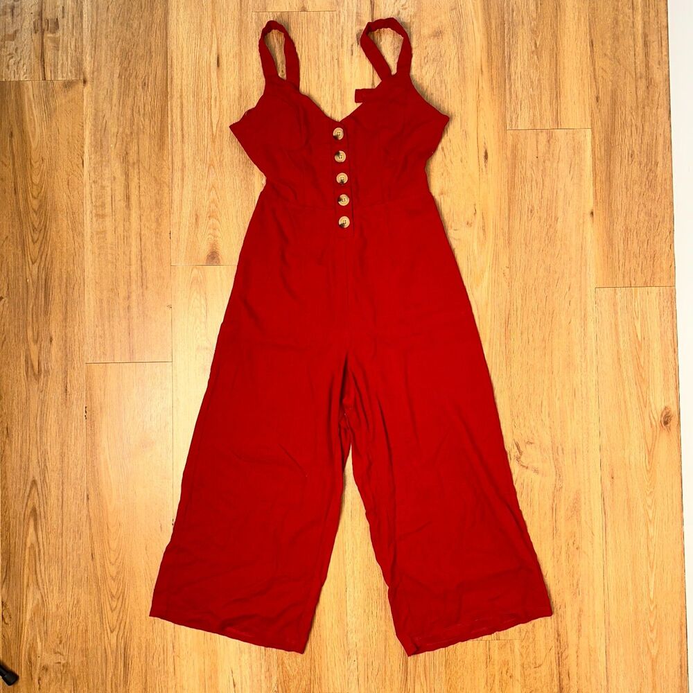 Little Red Ridinghood Linen Jumpsuit - Open back - Sz Small